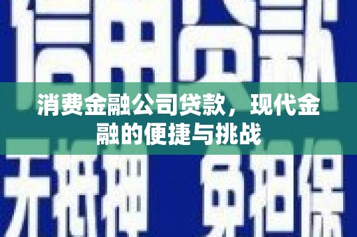 金昌消费金融公司贷款，现代金融的便捷与挑战