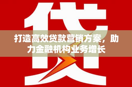 金昌打造高效贷款营销方案，助力金融机构业务增长