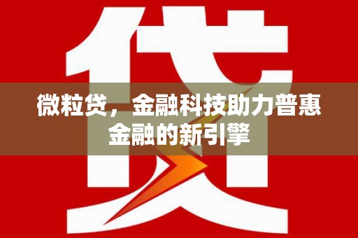 金昌微粒贷，金融科技助力普惠金融的新引擎