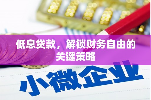 金昌低息贷款，解锁财务自由的关键策略