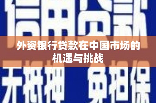 金昌外资银行贷款在中国市场的机遇与挑战