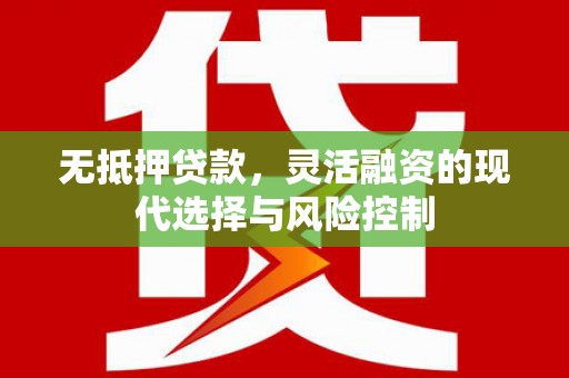 金昌无抵押贷款，灵活融资的现代选择与风险控制