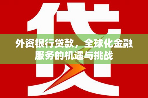 金昌外资银行贷款，全球化金融服务的机遇与挑战