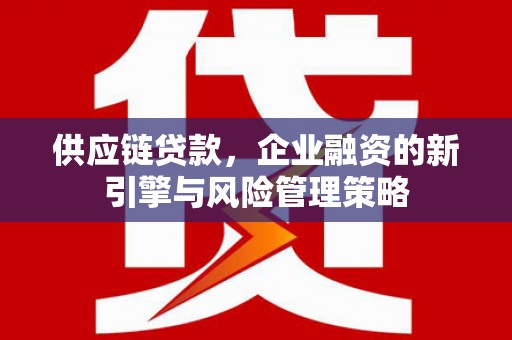 金昌供应链贷款，企业融资的新引擎与风险管理策略
