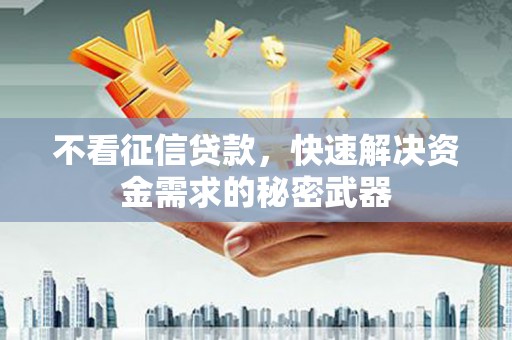 金昌不看征信贷款，快速解决资金需求的秘密武器