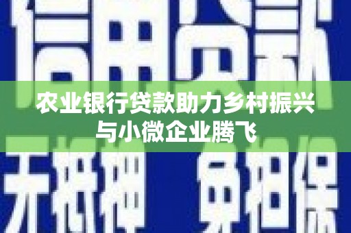 金昌农业银行贷款助力乡村振兴与小微企业腾飞
